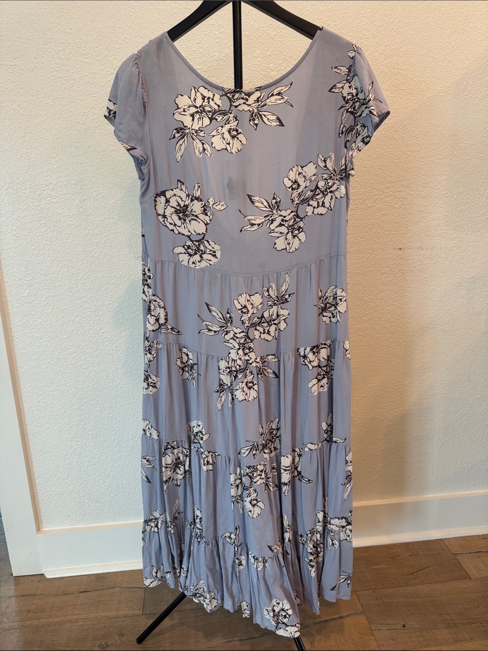 Free People Lavender Blue Floral Tiered Maxi Dress